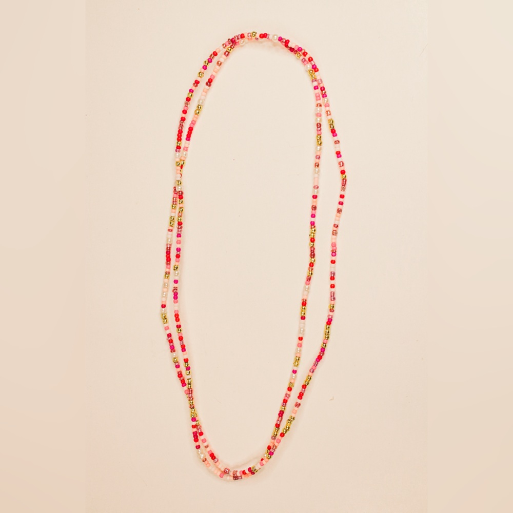 15.5” Beaded Necklace Made with Glass Seed Beads/ Wrap Bracelet